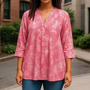 915 WOMENS 2X PINK SPECKLED TOP BY CJ BANKS